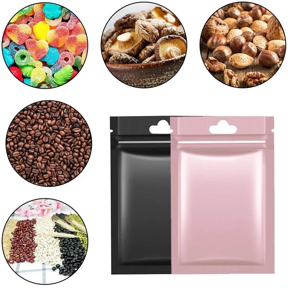 

Matte Pink Aluminum Foil Window Zip Lock Bags Christmas Nail Gifts 100pcs Socks Beauty Pink USB Pouches Bracelets Jewelry P4Q8