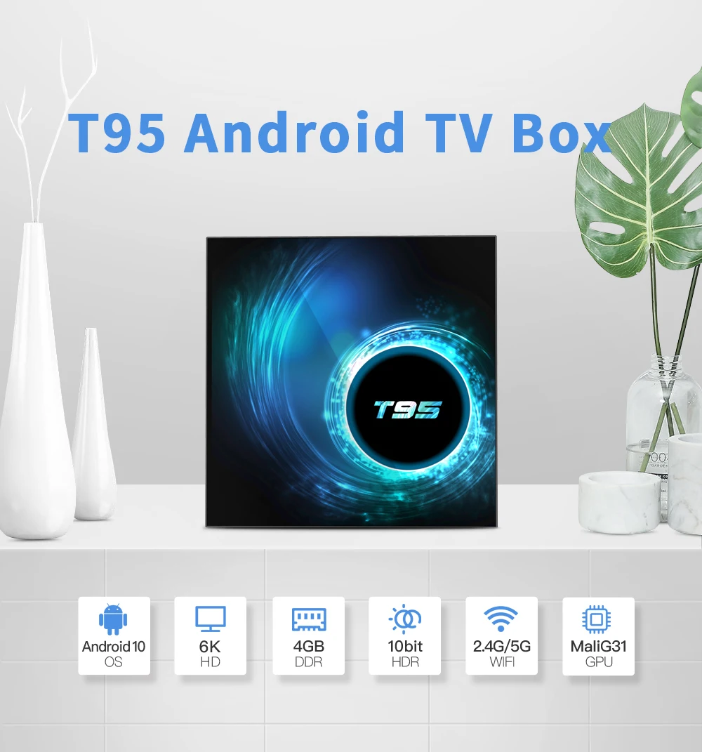 ТВ приставка Android T95 4 Гб 64 Allwinner H616 4K 6K 2 4G/5G Wifi USB 0 10 телеприставка BT5.0 H.265 IP