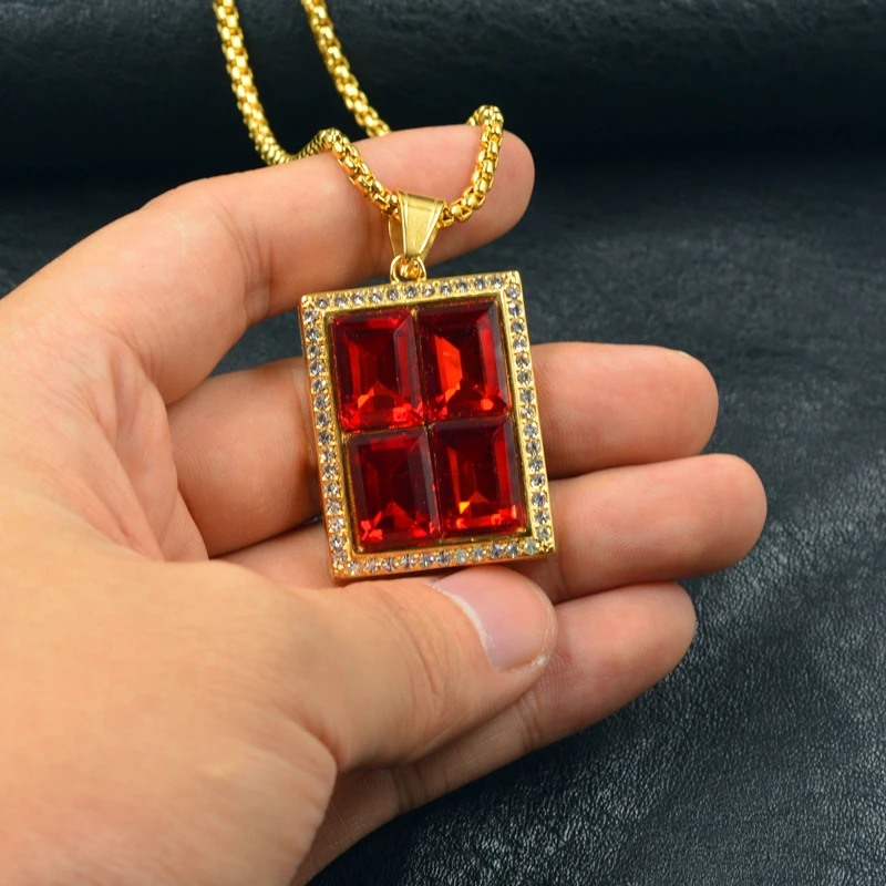 Новое модное мужское ожерелье золотистого цвета с подвеской в стиле хип-хоп