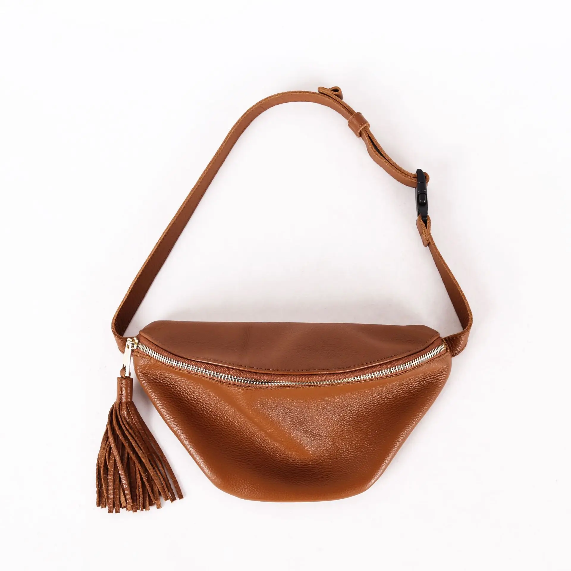 Vintage style women solid cow skin tassel belt bag waist packs handmade high quality