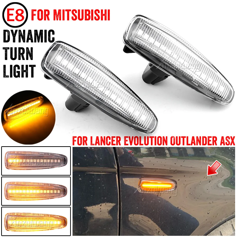 

2X Turn Signal Lamp LED For Mistubishi Outlander Sport Mirage Sport Lancer Evolution X Light Car Dynamic Side Marker Blinker