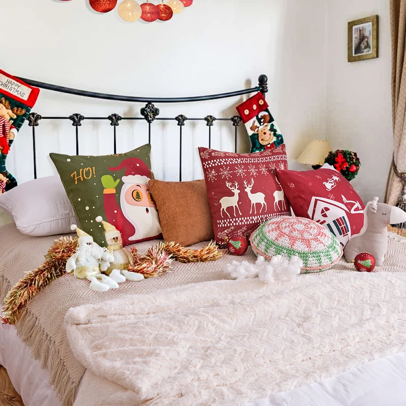 PHF рождественские Чехлы для подушек украшения дома хлопок печать окрашивание