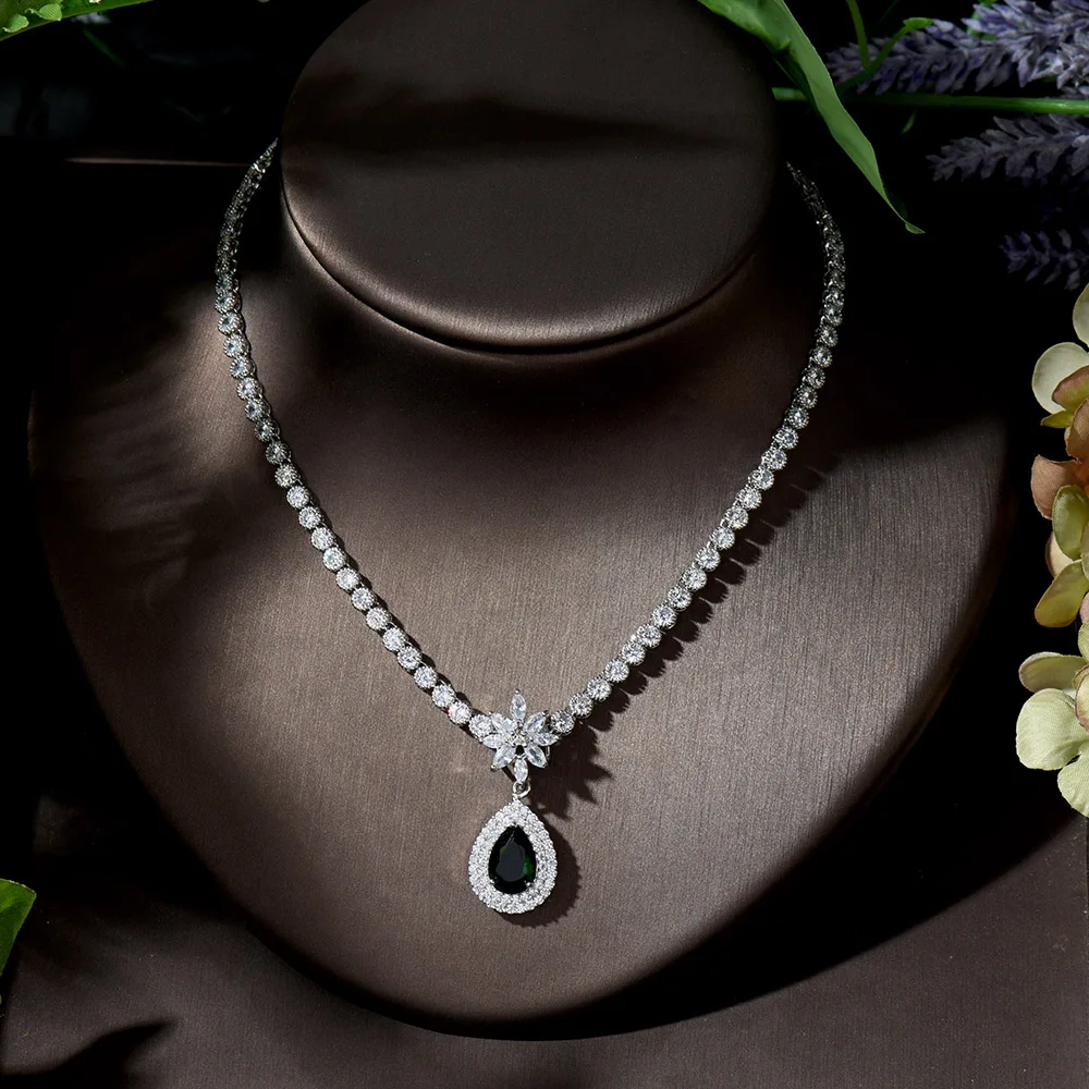 Ювелирные наборы HIBRIDE в нигерийском стиле с зелеными каплями воды модные