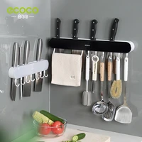 2021 new ecoco all in one multifunctional kitchen knife rack wall mounted chopsticks cage dish cloth spoon storage rack shelf