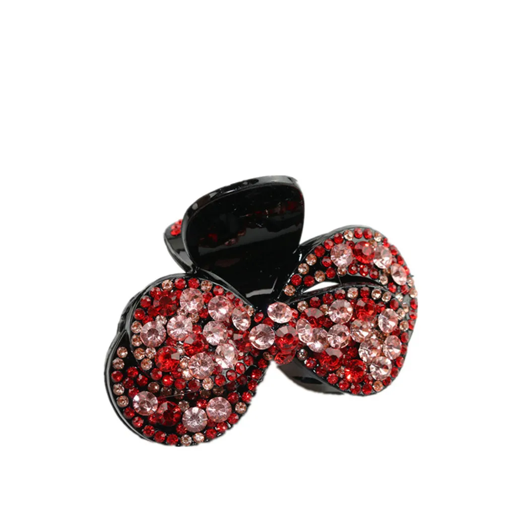 

Fashion Girls Large Simple Full Crystal Bowknot Hair Claw Hair Clip Hair Accessories Gifts
