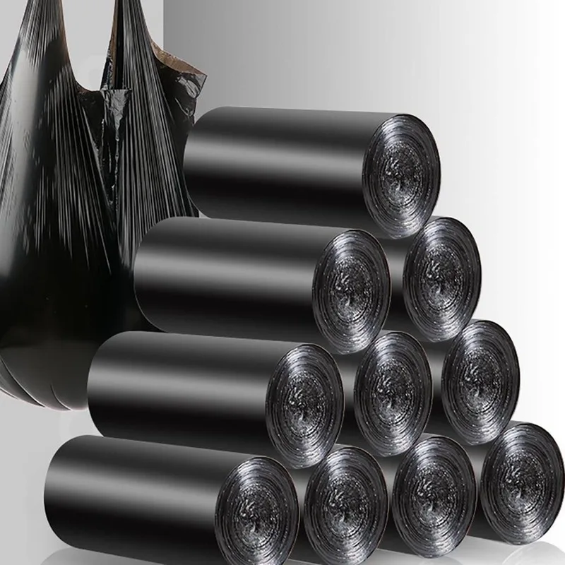 

5Rolls=100PCS Large Garbage Bags Black Thicken Disposable Environmental Waste Bag Privacy Plastic Trash Bags 43x63CM