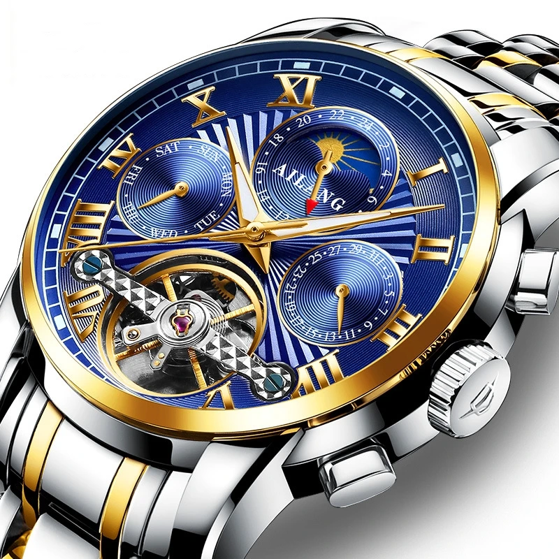 Новый роскошный бизнес бренд мужские часы автоматические механические полые