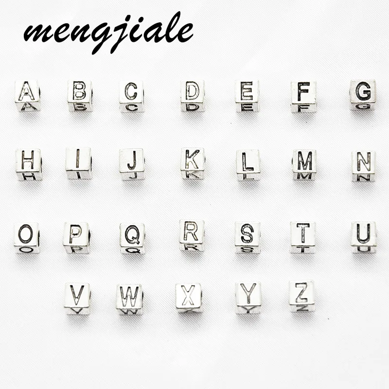 

26 шт., лидер продаж, винтажные металлические подвески в виде букв квадратного алфавита для рукоделия, ювелирные изделия ручной работы из спл...