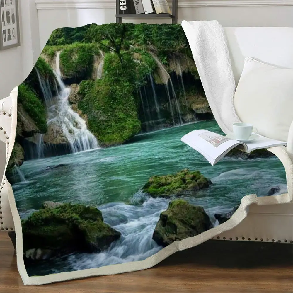 

Одеяло NKNK с изображением пейзажа, Осеннее тонкое одеяло, покрывало для кровати в стиле Харадзюку, плюшевое покрывало, одеяло из шерпы, модно...