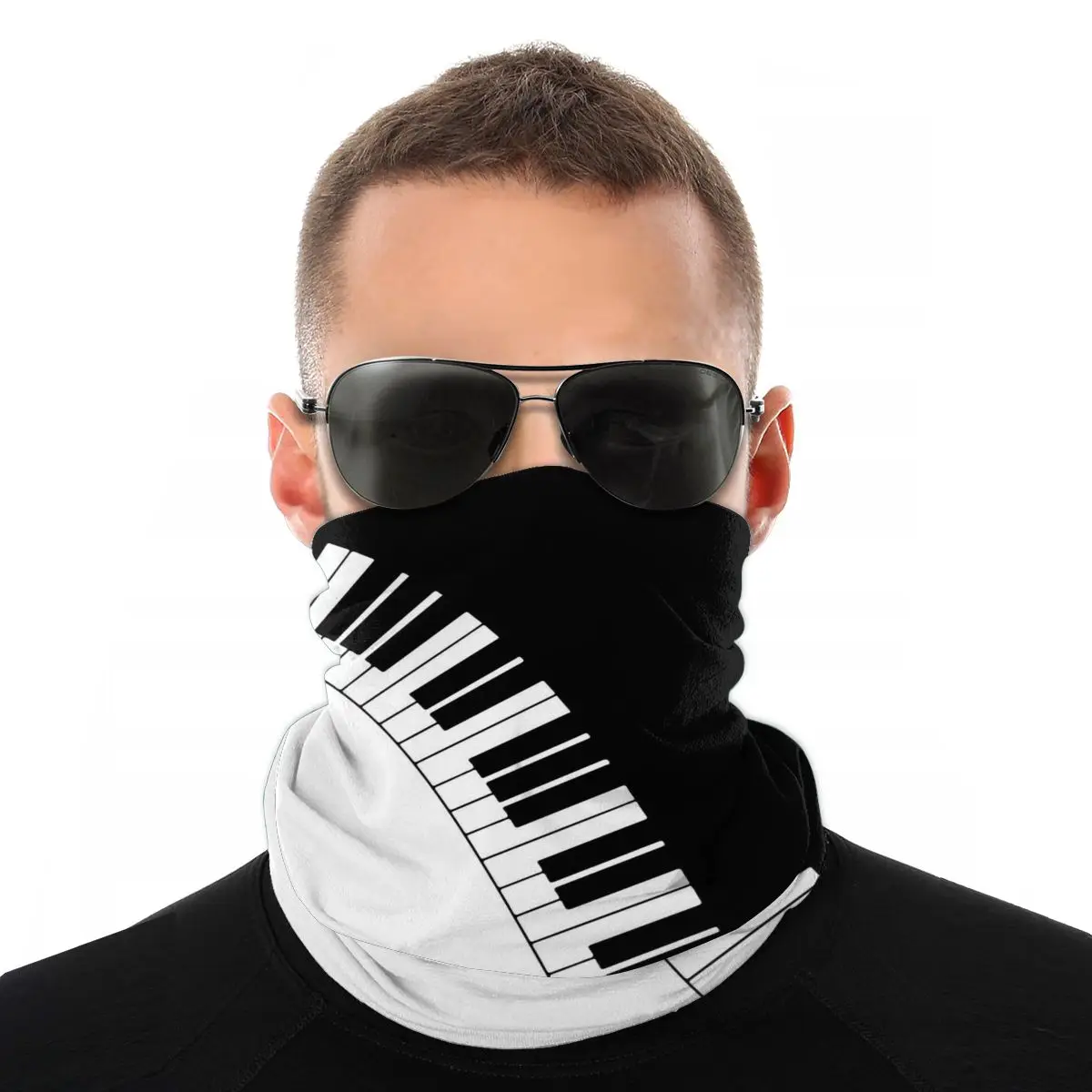 

Piano Keyboard Scarf Neck Face Mask Unisex Halloween Neck Gaiter Seamless Bandana Protective Headband Biking Camping