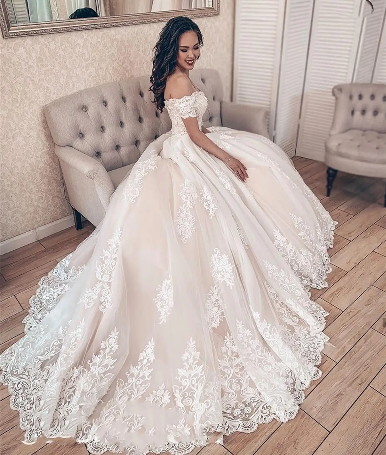 Новинка 2021 свадебное платье бальные платья с рукавами крылышками кружевные