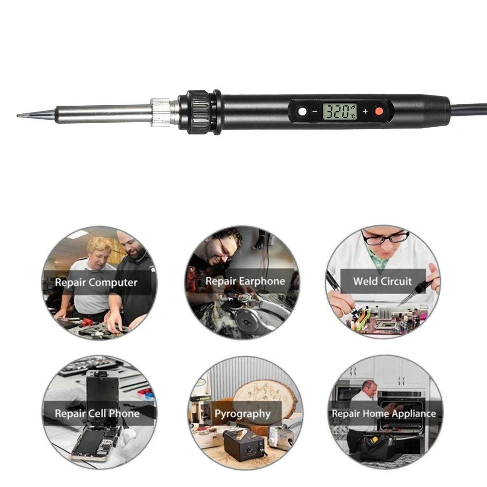 

New 80W EU/US Plug Profession Electric Soldering Iron LCD Mini Electric Soldering Station Temperature Adjustable Soldering Tools