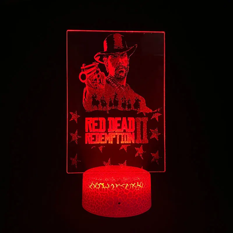 

Red Dead Redemption 2 Game Figure Arthur Morgan 3D Picture Lava Lamp Battery Touch Night Light RGB Bedroom Table Desk Decoration