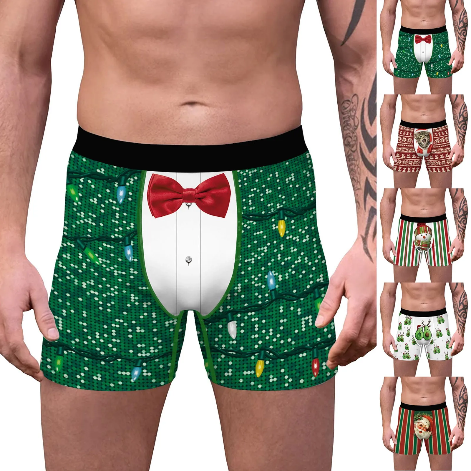 Мужские трусы-боксеры рождественские боксеры с 3D принтом изображением дерева