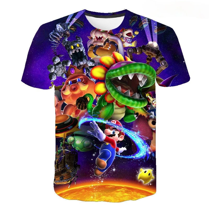 

Dabbing Super Mario Cartoon Design Funny Children's The Game T-Shirts Kids Casual Clothes Toddler Tops Came Tees for Boys Girls