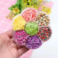 7grids wheel polymer clay fruits shaped feather slices 3d clay canes nail tips stickers soft ceramic tiny cute nails arts