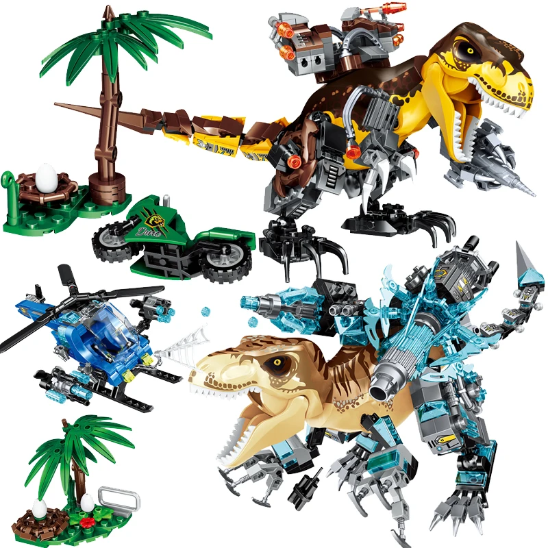 

368pcs Jurassic Dino World Tyrannosaurus Triceratops Building Kits Bolcks Bricks Dinosaurs Park figures Raptor Toys kids gifts