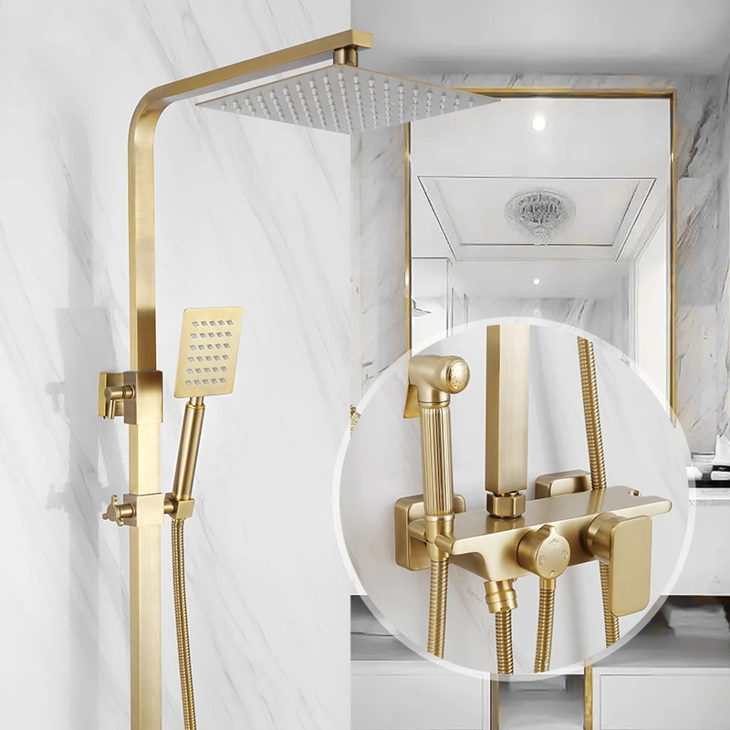Скандинавский набор для душа ванной комнаты Роскошный Матовый Золотой смеситель