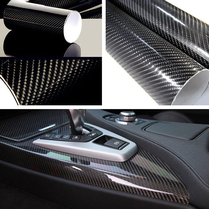 

Desks Car Sticker Glossy Black 30*152cm Carbon Fiber Decal Ultra Gloss
