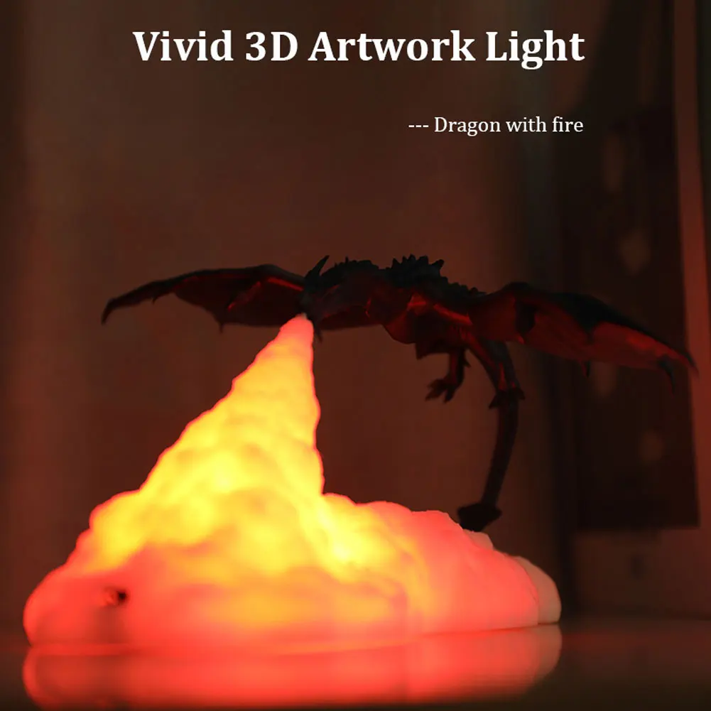 Скидка 3D лампа с принтом светодиодный синий и Огненный Дракон лампы для украшения дома Ночной светильник с USB Перезаряжаемые фестиваль подарки для...
