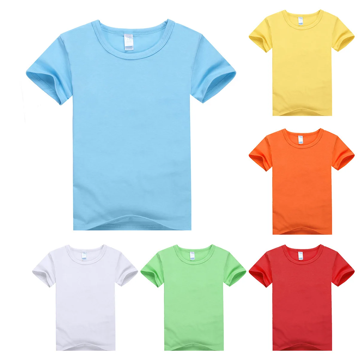 

In the summer of 2021 children pure color men and women with short sleeves