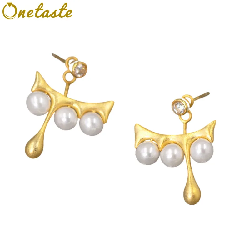 

925 Silver Pearl Earrings For Women 2021 New Trend Original Design Aesthetic Unusual Stud Earring Party Gift French Style