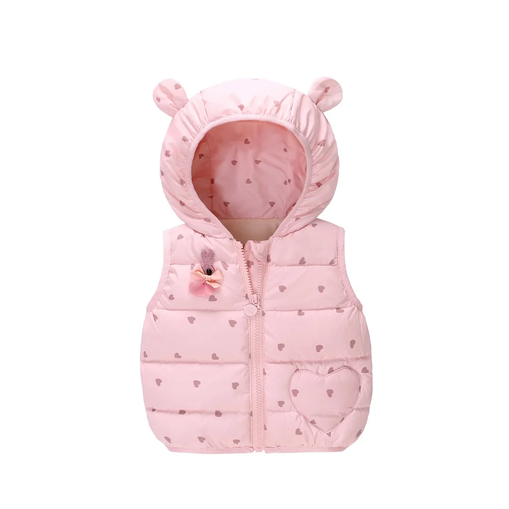 Детская пуховая куртка Vlinder зимняя с капюшоном и принтом в виде РОЗОВОГО СЕРДЦА