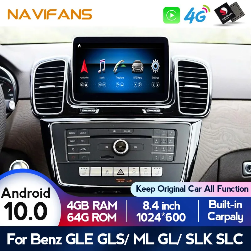

4 + 64 ГБ Android 10,0 автомобильный радиоприемник, мультимедийный плеер для Mercedes Benz ML W166/GL X166 GLE GLS SLK SLC R172 SL R231 WIFI Carplay Auto