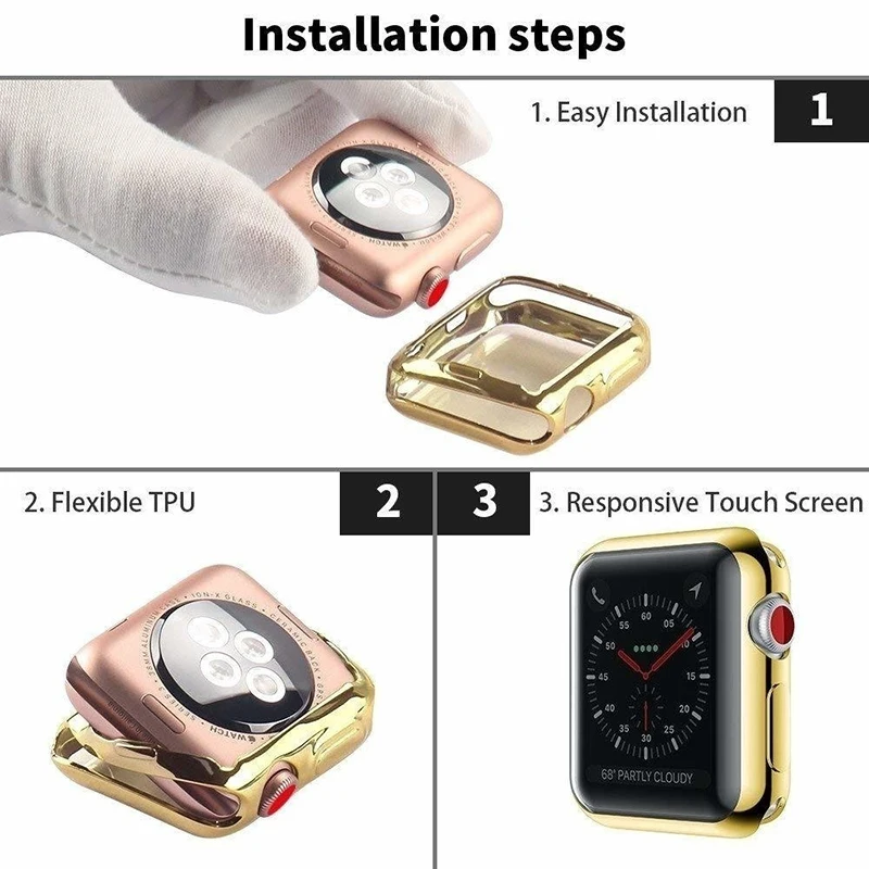 Чехол для Apple Watch Series 5 4 3 2 бампер с защитой экрана 44 мм 42 40 38 защита от ударов