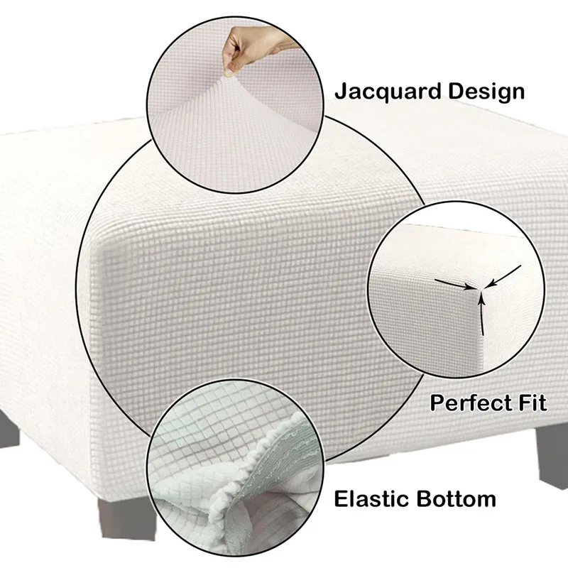 

Elastic Ottoman Footstool Cover Rectangle Footrest Case Protector Sofa Foot Rest Stool Cover Storage Ottoman Slipcover