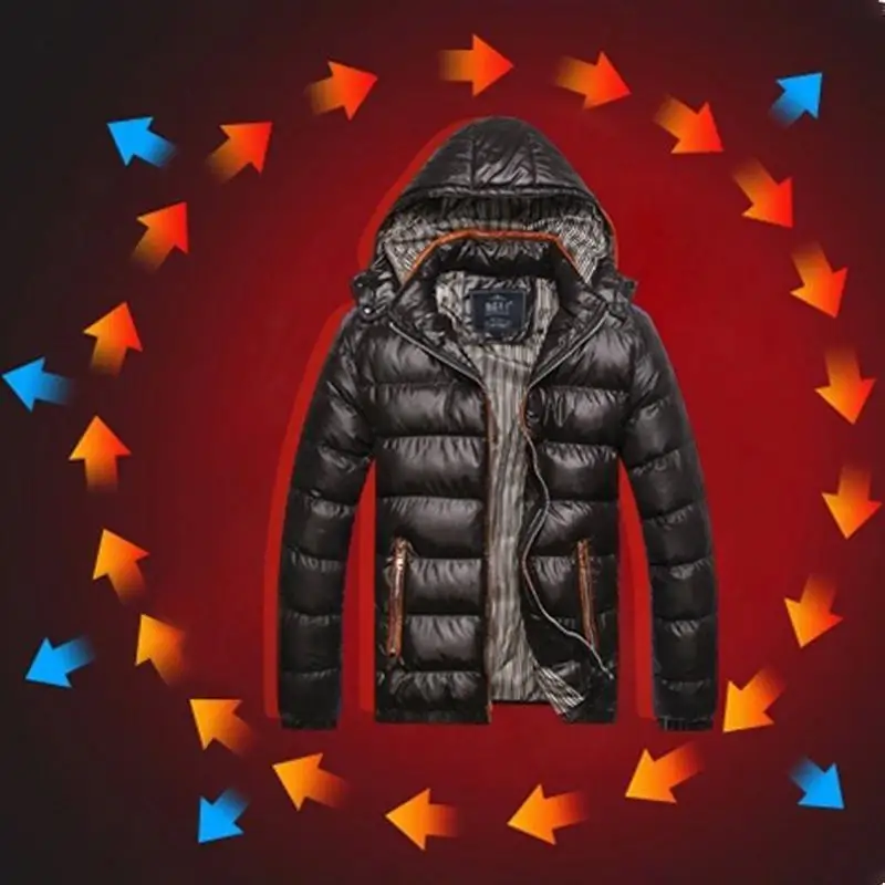 

Plus Size Mens Windproof Puffer Hoodie Coat Winter Warmer Quilted Padded Jacket Tops
