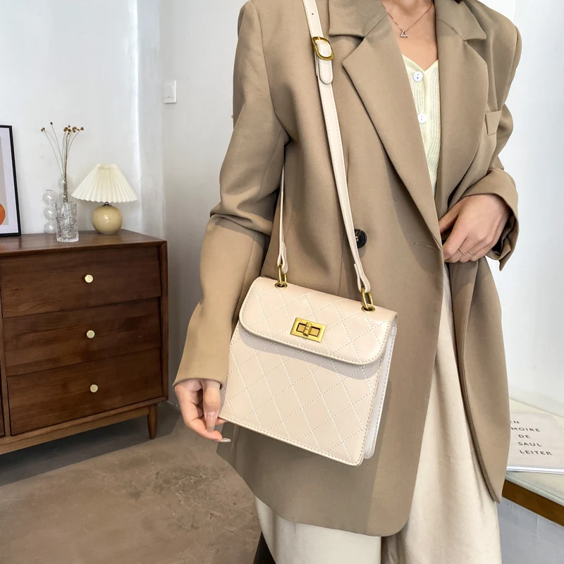 

2021 New Rhombus Pattern PU Leather Crossbody Bags for Women Quality Luxury Shoulder Bag Female Small Handbags Purses
