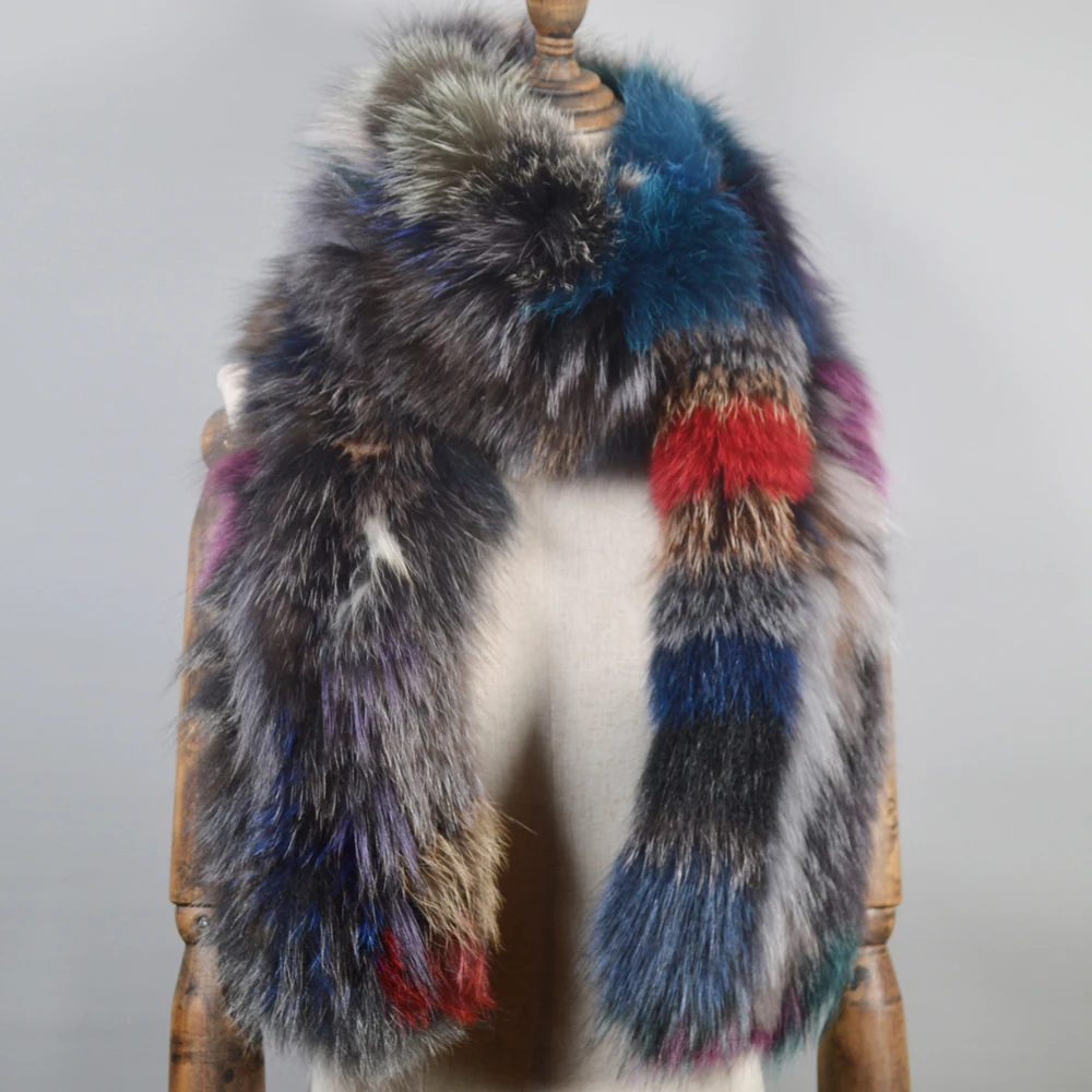 Outdoor Long Style Women Real Fox Fur Scarf Winter Warm Soft Knit Shawl Good Quality Natural Ring Scarves |