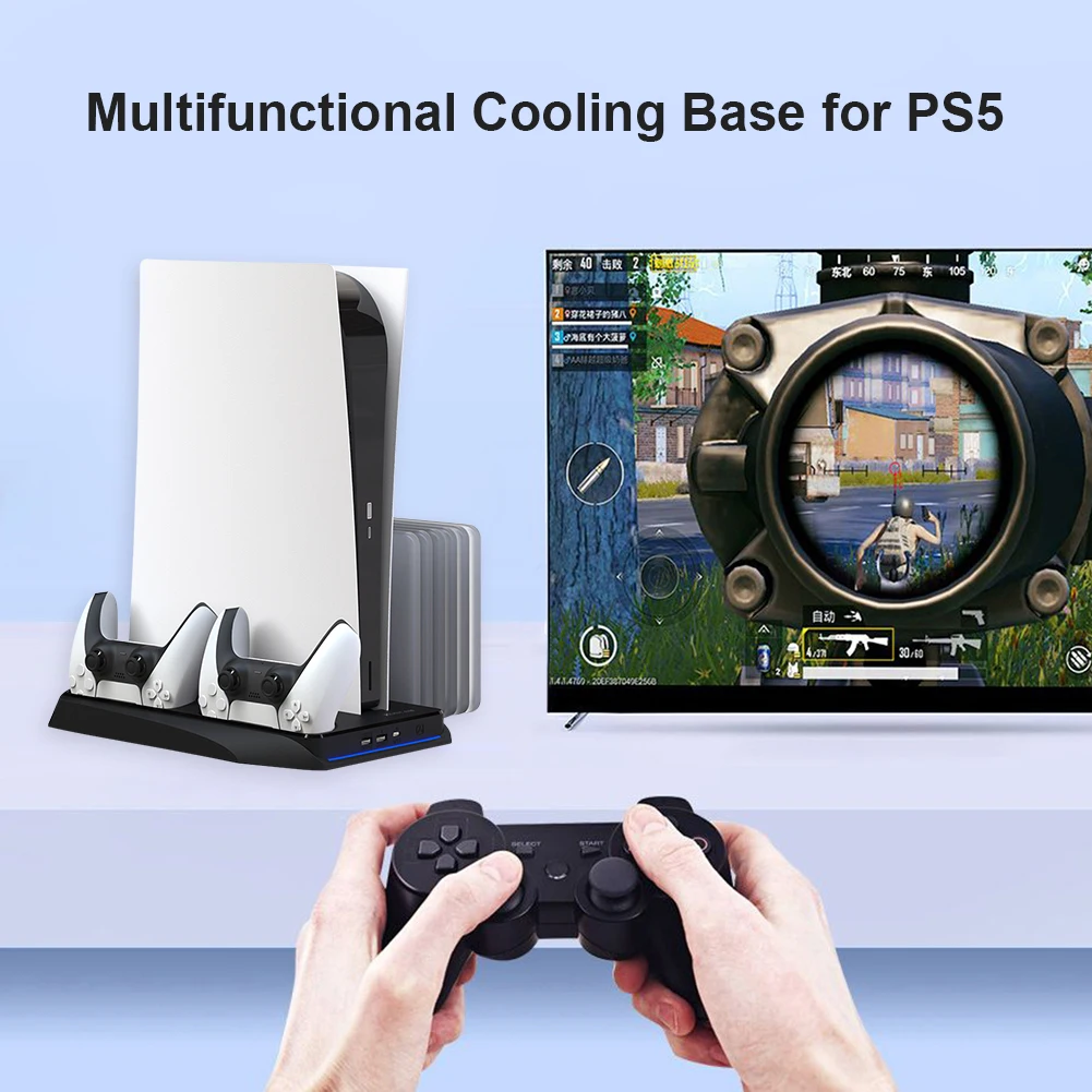 

Vertical Cooling Stand for PS 5 PS5 Digital Edition Console Dual Controller Charging Dock Station with 12 Game Slots