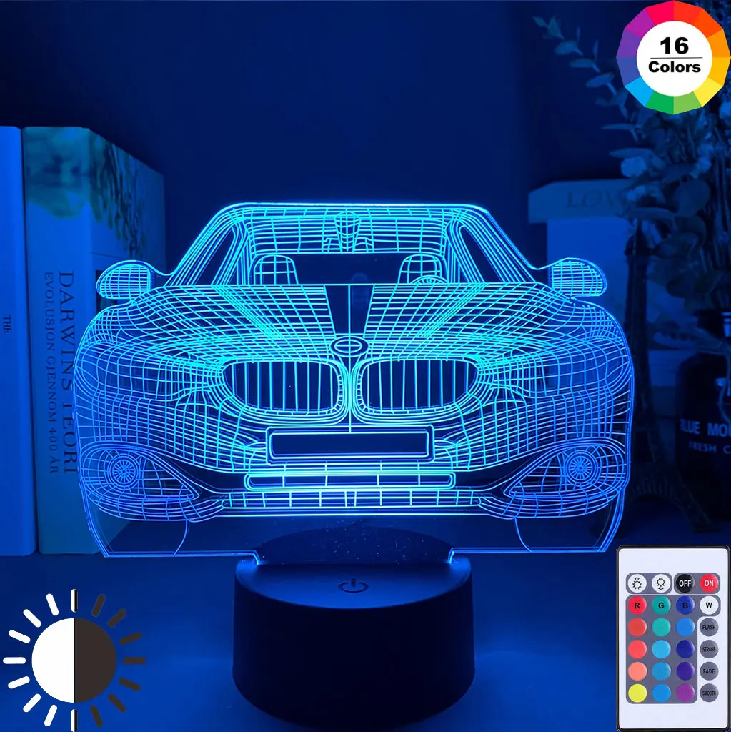 

Спортивный автомобиль 3D иллюзия Лампа для декора детской спальни светильник сенсорный датчик атмосфера подарок на день рождения суперкар ...