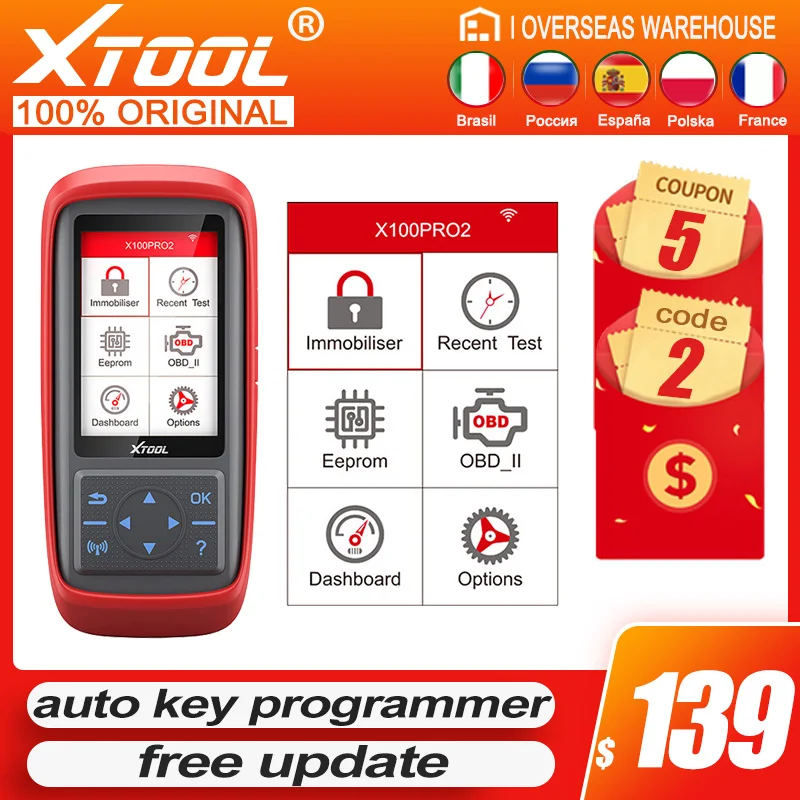 Считыватель кодов XTOOL X100 Pro2 obd2 автомобильный программатор ключей настройка