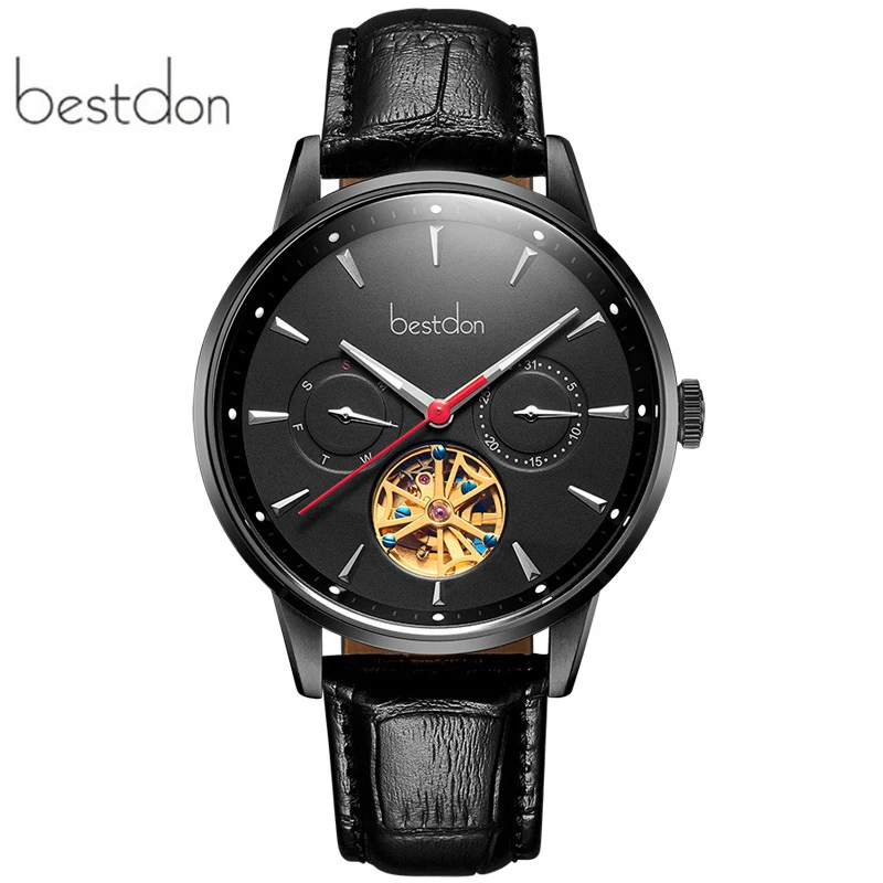 Часы наручные Bestdon Мужские автоматические модные деловые механические с кожаным
