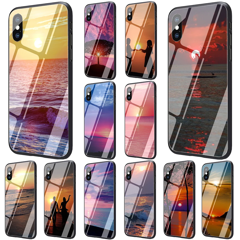 EWAU Sunrise Sunset закаленное стекло чехол для телефона iPhone 11 Pro 6 6S Plus 7 8 Plus X XS XR XS Max