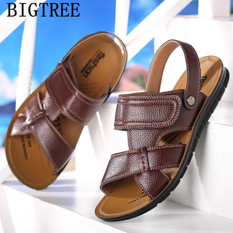 Сандалии мужские кожаные пляжные босоножки Повседневная летняя обувь открытый