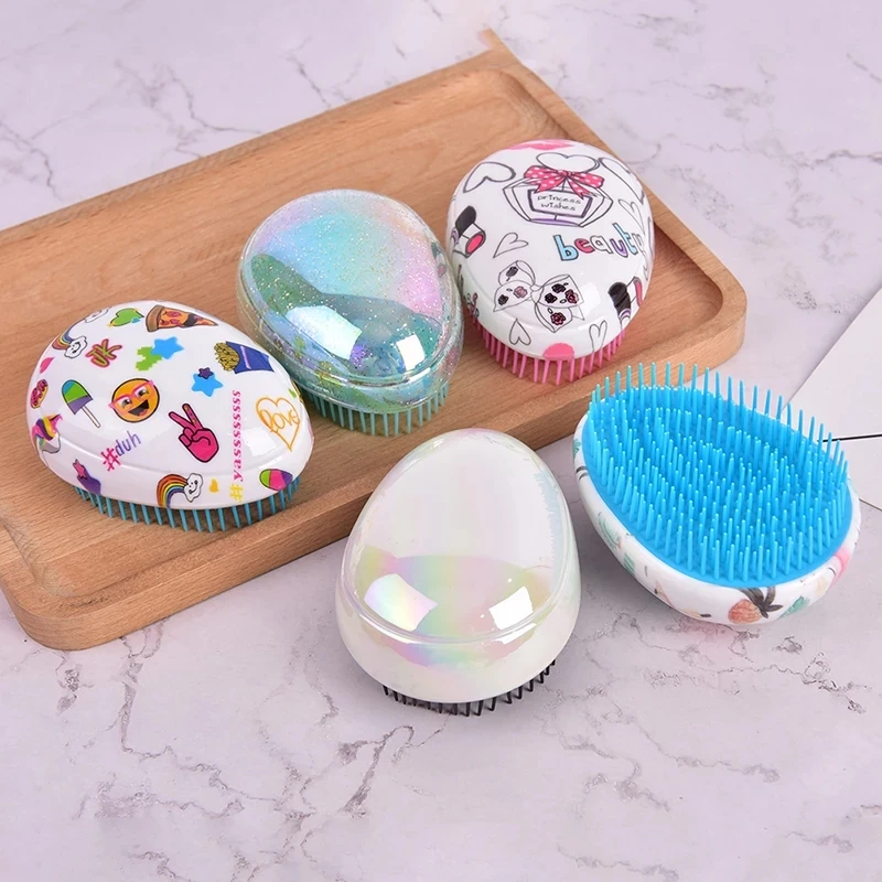 

Egg Massage Comb Cartoon Print Anti-static Soft Styling Tools Hair Salon Hair Care For Travel Hair Care Comb