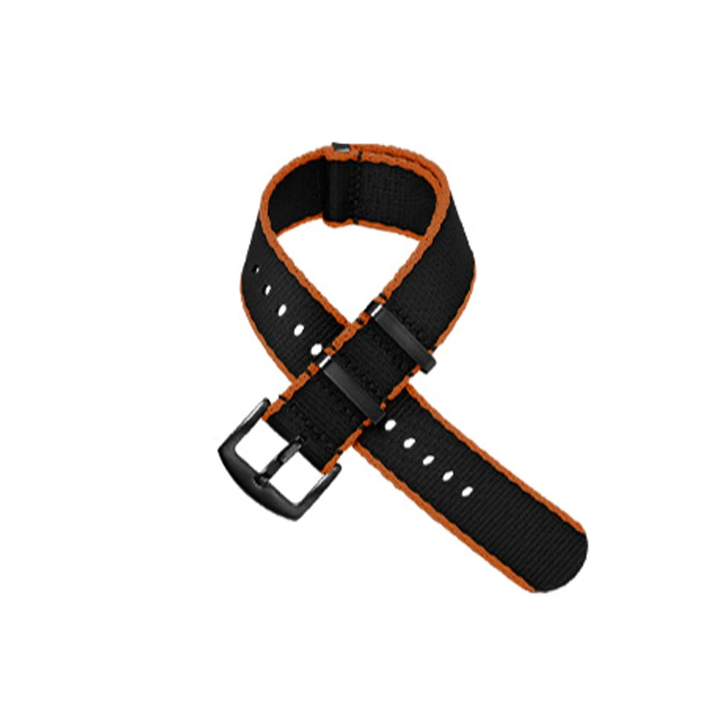 black orange side Высокое качество, 20 мм, 22 мм, нейлоновый ремень безопасности, ремешок для наручных часов Nato, ремешок для военных часов James Bond, сменные Ремешки для наручных часов# C - Цвет ремешка: black orange side