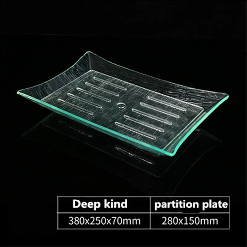 Акриловая прямоугольная прозрачная тарелка для сашими рыбками поднос льда