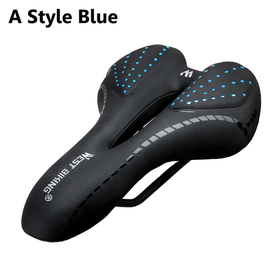 A Style Blue WEST BIKING велосипедное седло Удобная подушка MTB Аксессуары для велосипеда дышащее мягкое сиденье противоударное силикагель Полиуретановая подушка - Цвет: A Style Blue