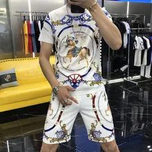 Summer New Brand Heavy Industry Embroidery Shirt + Casual Pants High Quality Men Tracksuit Designer Hot Sale Fashion 2-Piece Set