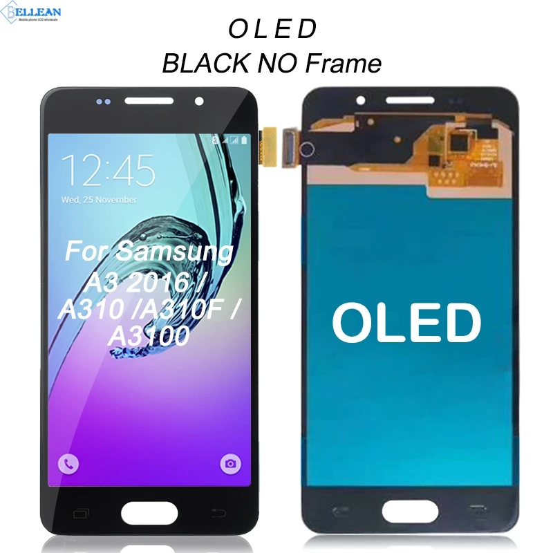 Dinamico акция для samsung Galaxy A3 Lcd A310 Дисплей Lcd кодирующий преобразователь сенсорного экрана в сборе A310F дисплей с рамкой - Цвет: OLED Black