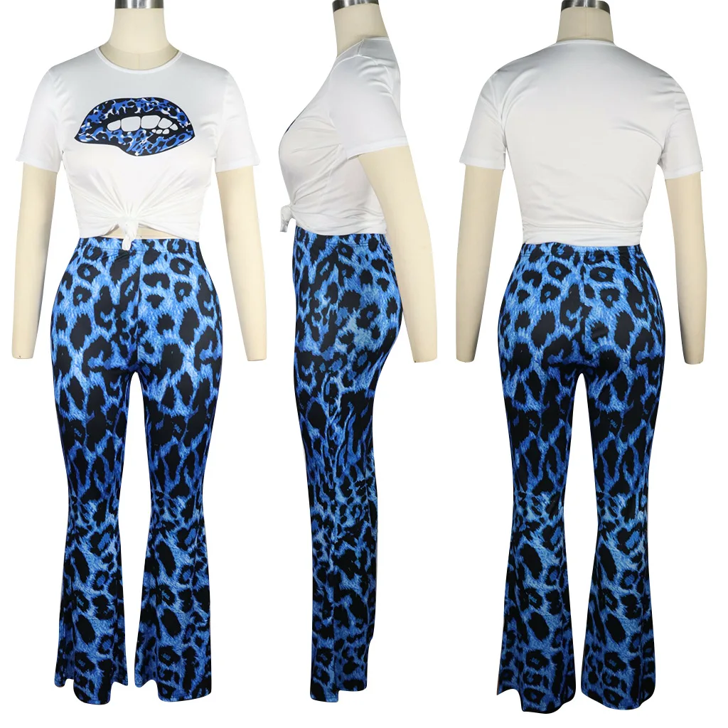 Новый летний комплект из двух предметов с леопардовым принтом 2 2019 футболка