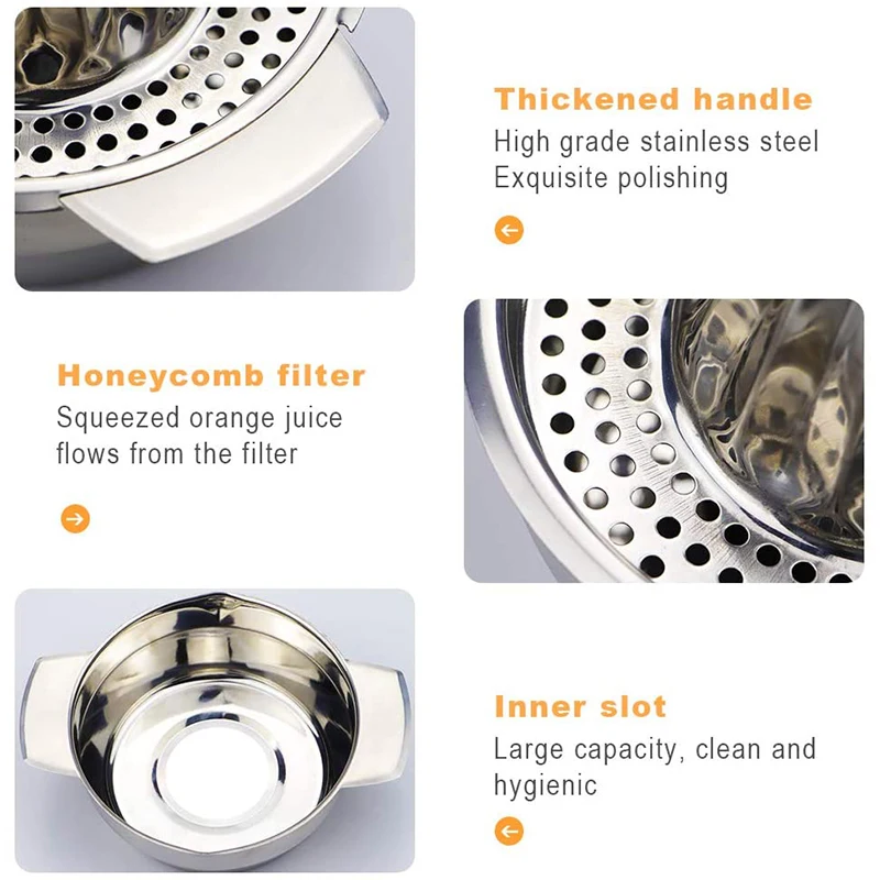 

Stainless Steel Citrus Lemon Orange Grapefuit Juicer Manual Hand Press Fruit Squeezer with Strainer Home Kitchen Gadgets