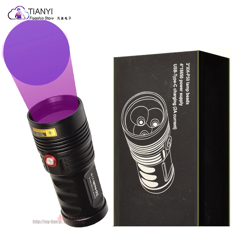 安い Uv-ハイパワーブラックミラー懐中電灯,オレンジ色の蛍光灯検出器,タイプc,USB充電,45W