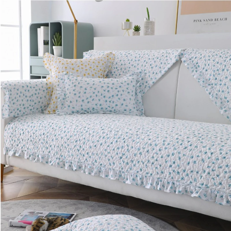 

Modern Pastoral Style Sofa Towel Simple Small floral Non-slip Couch Cover for Living Room Decor Corner Sofa Protect Slipcovers