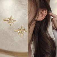 ear clips gold for girls vintage starleaf design fashion accessories korean metal jewelry mini clip on earring wholesale